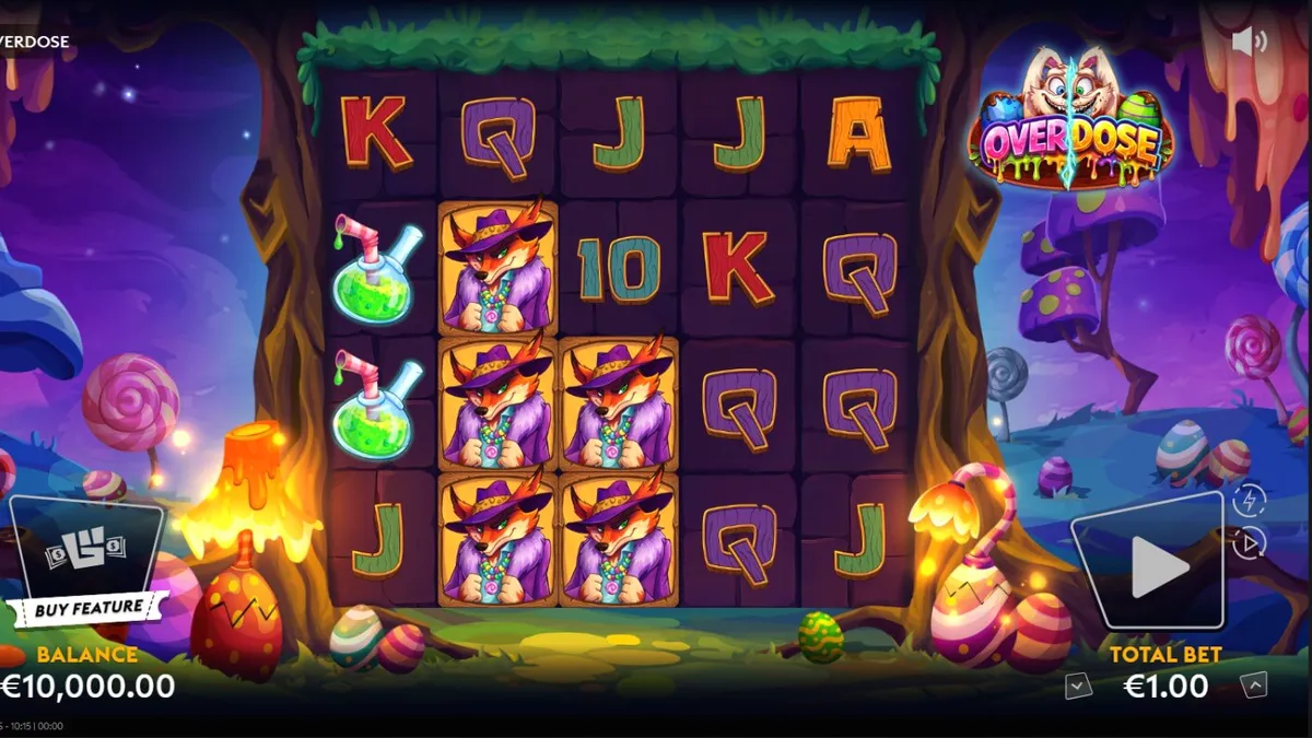 Tampilan visual slot Overdose dengan tema Paskah yang gelap dan penuh aksi